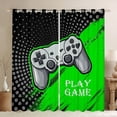 thumbnail image 1 of Feelyou Gaming Controller Kids Black Out Curtains, Green Abstract Curtains Pack of 2 (42x63 Each), 1 of 6