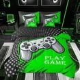 thumbnail image 1 of Feelyou Gaming Controller Kids Twin Bedding Sets 7-Piece, Green Abstract Bedding Comforter Set, Cartoon Video Game Lover Reversible Sheet Sets, Super Cozy Room Decor, 1 of 7