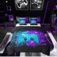 thumbnail image 1 of Feelyou Gaming Lover Twin Bedding Sets 7-Piece for Kids, Circuit Stripes Bedding Comforter Set, Cartoon Gamepad Reversible Sheet Sets, Super Cozy Room Decor, 1 of 7
