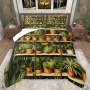 Feelyou Garden Leaves Botanical Bedding Comforter Set, Cartoon Summer Plant Twin Comforter Sets, Teens Kids Boys Girls Reversible Bedding Set, Breathable Home Decor, 2-Piece