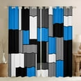 thumbnail image 1 of Feelyou Geometric Abstract Curtains (2, 52x84), Adult Grey Blue Square, 1 of 6