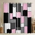 thumbnail image 1 of Feelyou Geometric Anstract Curtains Pack of 2 (42x84 Each) for Adult, Pink Grey Square Curtains Blackout, Modern Fashion Bedroom Curtains, Blackout Curtains Home Decor, 1 of 6