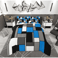 thumbnail image 1 of Feelyou Geometric Anstract Queen Comforter Set for Adult, Grey Blue Square Bedding Sets, Modern Fashion Reversible Bedding Comforter Set, Breathable Home Decor, 3-Piece, 1 of 8