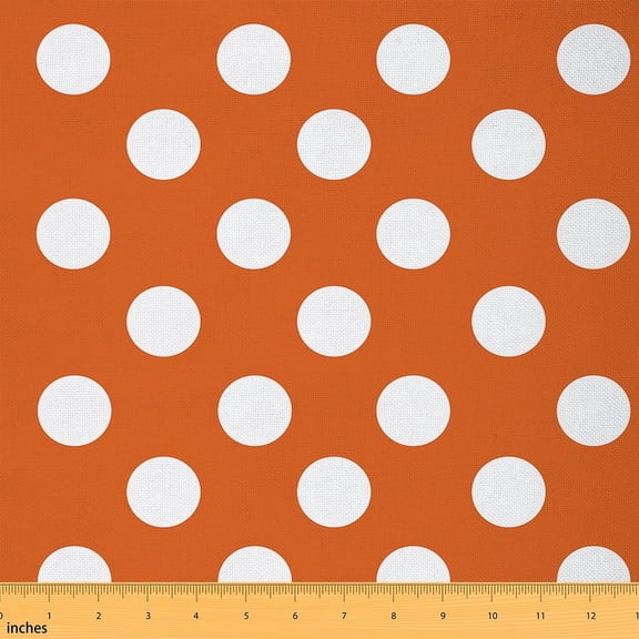 Feelyou Geometric Fabric by the Yard 2 Yards for Adult, Orange Polka Dots Room Decor Fabric by the Yard, Chic Circle Abstract Fabric for Sewing, Breathable Home Decor