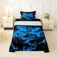 thumbnail image 1 of Feelyou Ghost Dragon Animal Twin Sheet Sets for Kids Boys Girls, Volcano Mountain Bedding, Black Blue, 3pcs, 1 of 5