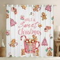 thumbnail image 1 of Feelyou Gingerbread Man Child Black Out Curtains, Pink Xmas Tree Curtains Pack of 2 (42x63 Each), Sweet Christmas Theme Bedroom Curtains, Black Out Curtains Decor, 1 of 6