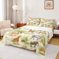 thumbnail image 1 of Feelyou Giraffe Elephant Tiger Bed Sheets, Kawaii Zebra King Sheets, Jungle Wildlife Animal Sheet Set, Luxury Bedroom Decor, 4-Piece, 1 of 7