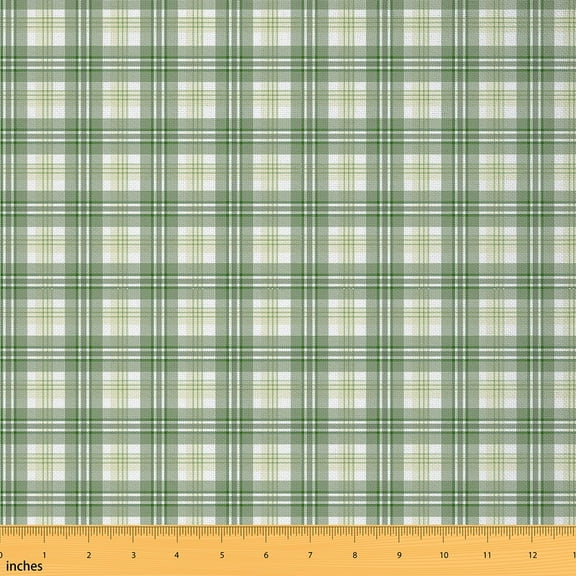 Feelyou Girl Buffalo Plaid Fabric by the Yard 2 Yards, Green Checkered Room Decor Fabric by the Yard, Chic Geometric Artwork Fabric for Sewing, Lightweight Room Decor
