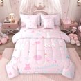 thumbnail image 1 of Feelyou Girl Cheerleading Bedding Comforter Set 7 Pieces, Kawaii Cartoon Full Bedding Set, 1 of 8