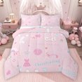 thumbnail image 1 of Feelyou Girl Cheerleading Full Size Comforter Sets, Kawaii Cartoon Bedding Sets, 3pcs, 1 of 8