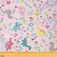 thumbnail image 1 of Feelyou Girl Cute Dinosaur Fabric by the Yard 10 Yards, Kawaii Cartoon Animal Home Decor Fabric by the Yard, Rustic Pink Flower Sewing Fabric, Breathable Home Decor, 1 of 6