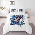 thumbnail image 1 of Feelyou Girl High Heel Queen Comforter Set, Blue Rose Floral Bedding Comforter Set, 3pcs, 1 of 8