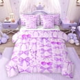 thumbnail image 1 of Feelyou Girl Purple Bowknot Bedding Comforter Set 7pcs, Ribbon Cherry Queen Bedding Sets, 1 of 8