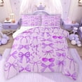 thumbnail image 1 of Feelyou Girl Purple Bowknot Queen Comforter Set, Ribbon Cherry Bedding Comforter Set, 3pcs, 1 of 8