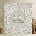 thumbnail image 1 of Feelyou Girl Rabbit Animal Black Out Curtains, Pink Floral Curtains Pack of 2 (42x63 Each), 1 of 6