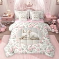 thumbnail image 1 of Feelyou Girl Rabbit Animal Twin Bedding Sets 7pcs, Pink Retro Floral Bedding Comforter Set, 1 of 8
