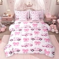 thumbnail image 1 of Feelyou Girl Ribbon Bowknot Bedding Comforter Set 7pcs, Fashion Race Car King Bedding Sets, 1 of 8