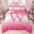 thumbnail image 1 of Feelyou Girl Ribbon Letter W Twin Comforter Sets, Pink Sequin Print Bedding Set, 2pcs, 1 of 8