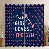 Feelyou Girl Weightlifting Black Out Curtains, Bow Curtains Pack of 2 (42x63 Each)