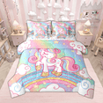 thumbnail image 1 of Feelyou Girls Cute Unicorn Twin Bedding Sets 7pcs, Kawaii Rainbow Galaxy Bedding Comforter Set, Cartoon Clouds Stars Sheet Sets, Blue Room Decor, 1 of 8