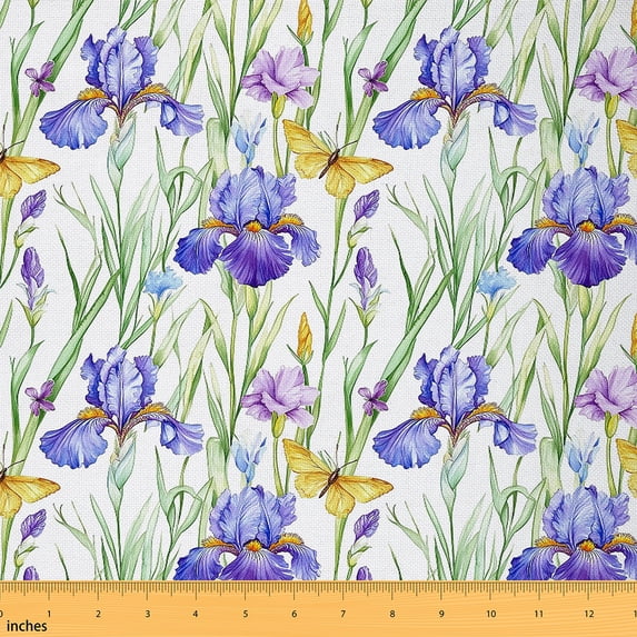 Feelyou Girls Floral Flower Fabric by the Yard 3 Yards, Kawaii Butterfly Animal Home Decor Fabric by the Yard, Rustic Theme Sewing Fabric, Luxury Bedroom Decor