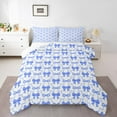 thumbnail image 1 of Feelyou Girls Princess Bow Queen Comforter Set, Cartoon Ribbon Print Bedding Sets, Kawaii Blue Bowknot Reversible Bedding Comforter Set, Lightweight Room Decor, 3-Piece, 1 of 8