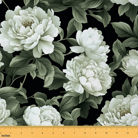 Feelyou Girls Rustic Plant Fabric by the Yard 1 Yard, Flower Floral Room Decor Fabric by the Yard, Vintage Fashion Fabric for Sewing, Microfiber Bedroom Decor