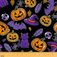 thumbnail image 1 of Feelyou Girls Spooky Pumpkin Fabric by the Yard 2 Yards, Horror Halloween Room Decor Fabric by the Yard, Purple Cat Print Fabric for Sewing, Ultra Soft Home Decor, 1 of 6