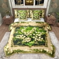 thumbnail image 1 of Feelyou Girls Spring Flower Bedding Comforter Set 7 Pieces, Green Leaves Plant Full Bedding Set, Kawaii Lily Floral Reversible Fitted Sheet Flat Sheet, Luxury Bedroom Decor, 1 of 8