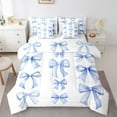 thumbnail image 1 of Feelyou Girly Blue Bowknot Twin Bedding Sets 7-Piece, Kawaii Princess Bow-tie Bedding Comforter Set, Cartoon Ribbon Style Reversible Sheet Sets, Microfiber Bedroom Decor, 1 of 7