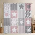 thumbnail image 1 of Feelyou Girly Grey Pink Plaid Blackout Curtains Set of 2 (52x84 Each), Fashion Polka Dots Window Curtains, Cartoon Patchwork Curtains and Drapes, Blackout Curtains Home Decor, 1 of 6