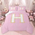 thumbnail image 1 of Feelyou Girly Monogrammed H Bedding Comforter Set for Kids, Chic Abstract Stripes Twin Comforter Sets, Initial Letter Theme Reversible Bedding Set, Ultra Soft Bedroom Decor, 2-Piece, 1 of 8