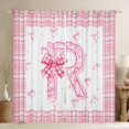 thumbnail image 1 of Feelyou Girly Monogrammed R Black Out Curtains, Cartoon Pink Bownknot Ribbon Curtains Pack of 2 (42x63 Each), Princess Buffalo Plaid Bedroom Curtains, Black Out Curtains Decor, 1 of 6
