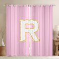 thumbnail image 1 of Feelyou Girly Monogrammed R Blackout Curtains Set of 2 (52x84 Each) for Kids, Chic Abstract Stripes Window Curtains, Initial Letter Theme Curtains and Drapes, Window Curtains Decor, 1 of 6