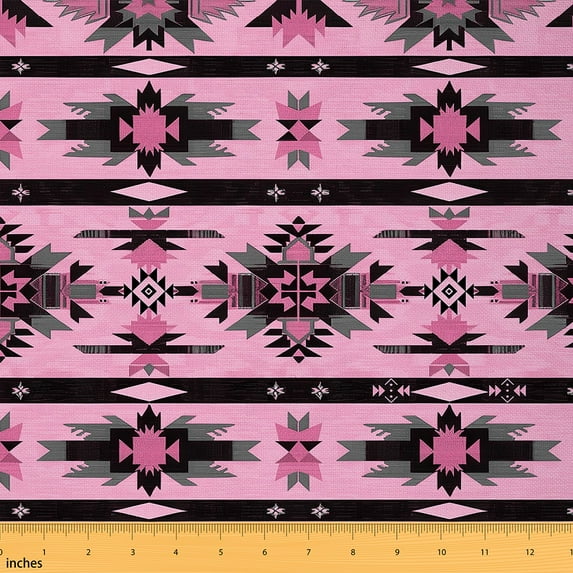 Feelyou Girly Pink Aztec Fabric by the Yard 5 Yards, Sheep Skeleton Home Decor Fabric by the Yard, Bohemian Hippie Sewing Fabric, Super Cozy Room Decor