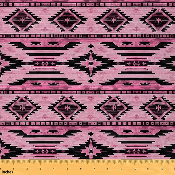 Feelyou Girly Pink Aztec Fabric by the Yard 5 Yards, Sheep Skeleton Sewing Fabric, Bohemian Hippie Home Decor Fabric by the Yard, Ultra Soft Home Decor