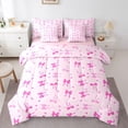 thumbnail image 1 of Feelyou Girly Pink Bow Twin Bedding Sets 7pcs, Cartoon Bedding Comforter Set, 1 of 7