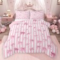 thumbnail image 1 of Feelyou Girly Pink Bow-tie Full Size Comforter Sets, Abstract Line Bedding Sets, 3pcs, 1 of 8