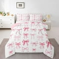 thumbnail image 1 of Feelyou Girly Pink Bowknot Queen Comforter Set, Kawaii Princess Bow-tie Bedding Sets, Cartoon Ribbon Style Reversible Bedding Comforter Set, Lightweight Room Decor, 3-Piece, 1 of 8