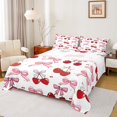 thumbnail image 1 of Feelyou Girly Pink Bowknot Queen Sheet Sets fo Kid, Yummy Bow Cherry Flat Sheet, Cartoon Princess Ribbon Queen Fitted Sheet, Microfiber Bedroom Decor, 4-Piece, 1 of 7