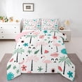 thumbnail image 1 of Feelyou Girly Pink Flamingo Queen Comforter Set, Coconut Palm Tree Bedding Sets, Summer Beach Reversible Bedding Comforter Set, Ultra Soft Home Decor, 3 Pieces, 1 of 8