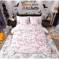 thumbnail image 1 of Feelyou Girly Pink Ghost Twin Bedding Sets 7-Piece for Girls, Kawaii Princess Bowknot Bedding Comforter Set, Cute Flower Floral Reversible Sheet Sets, Lightweight Room Decor, 1 of 7