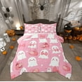 thumbnail image 1 of Feelyou Girly Pink Glost Queen Comforter Set, Kawaii Halloween Bedding Sets, Cartoon Pumpkin Bow Reversible Bedding Comforter Set, Ultra Soft Home Decor,3-Piece, 1 of 8