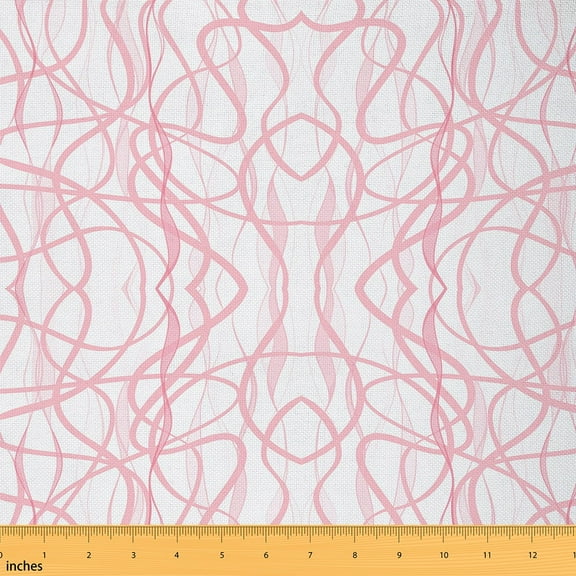 Feelyou Girly Pink Minimalst Fabric by the Yard 1 Yard, Stripes Ombre Home Decor Fabric by the Yard, Abstract Geometric Sewing Fabric, Super Cozy Room Decor