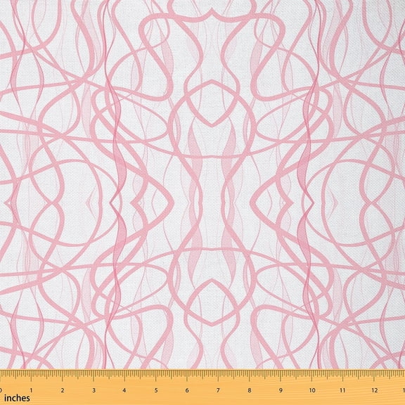 Feelyou Girly Pink Minimalst Fabric by the Yard 2 Yards, Stripes Ombre Room Decor Fabric by the Yard, Abstract Geometry Fabric for Sewing, Super Cozy Room Decor