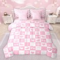 thumbnail image 1 of Feelyou Girly Pink Plaid Bedding Comforter Set 7pcs for Kids, Kawaii Cowgirl Boot Hat Queen Bedding Sets, Cartoon Theme Reversible Queen Sheet Sets, Ultra Soft Bedroom Decor, 1 of 7