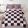 thumbnail image 1 of Feelyou Girly Pink Pumpkin Twin Bedding Sets 7-Piece, Happy Sugar Halloween Bedding Comforter Set, Cartoon Buffalo Plaid Reversible Sheet Sets, Breathable Home Decor, 1 of 7