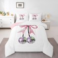 thumbnail image 1 of Feelyou Girly Pink Ribbon Bedding Comforter Set for Girls, Kawaii Disco Ball Cherry Twin Comforter Sets, Cute Cartoon Reversible Bedding Set, Ultra Soft Home Decor, 2pcs, 1 of 8