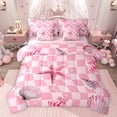 thumbnail image 1 of Feelyou Girly Pink Starfish Twin Bedding Sets 7-Piece, Kawaii Ocean Seashell Bedding Comforter Set, Fashion Buffalo Plaid Reversible Sheet Sets, Ultra Soft Bedroom Decor, 1 of 8