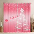thumbnail image 1 of Feelyou Girly Pink Xmas Tree Curtains Pack of 2 (42x84 Each), Dreamy Christmas Stars Deer Curtains Blackout, Teens Kids Girls Women Bedroom Curtains, Curtains and Drapes Room Decor, 1 of 6